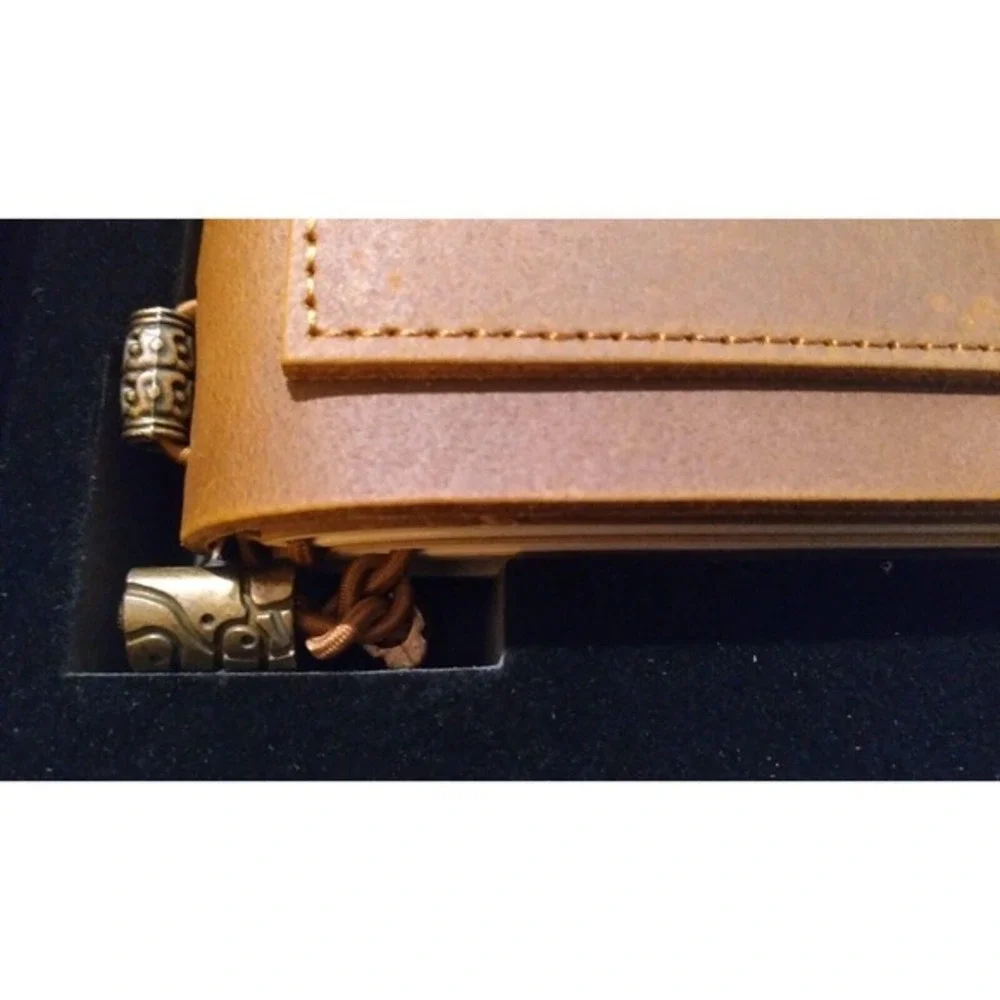 100% Genuine Leather Notebook Journal Gift Set Fountain Pen Brown 5x7in Gift Box